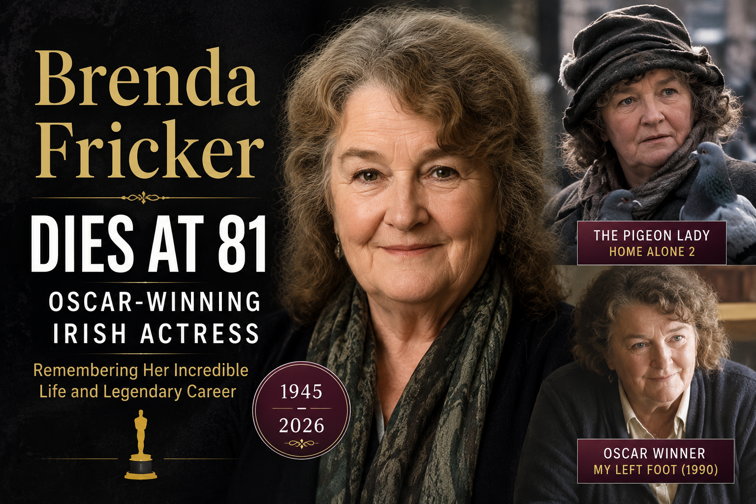Brenda Fricker, the Oscar-winning Irish actress known for My Left Foot and Home Alone 2, remembered following her death at age 81.
