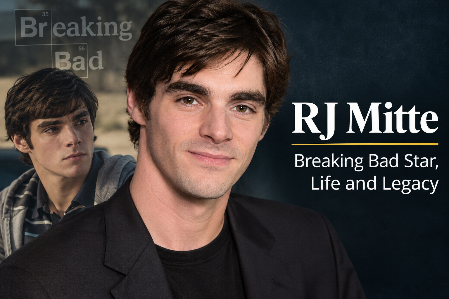 RJ Mitte, the actor who played Walter White Jr. in Breaking Bad, featured in a tribute cover image.